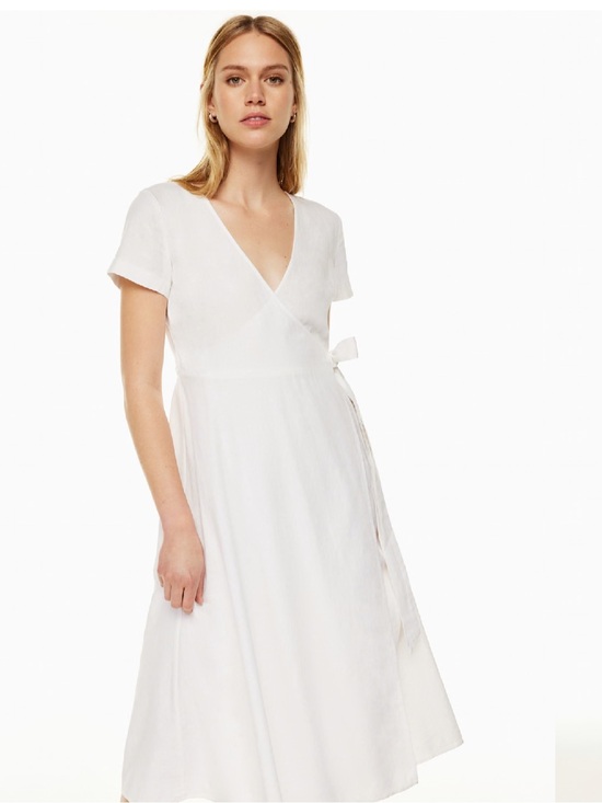 Aritzia Dresses & Skirts - Aritzia Linen Wrap Midi Dress - White